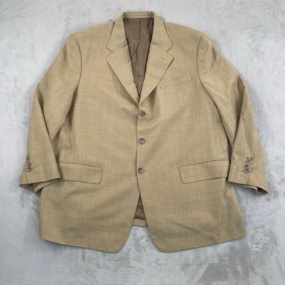 Ermenegildo Zegna Heritage Sport Coat Jacket Blazer Men 46R Tan WindowPane Plaid